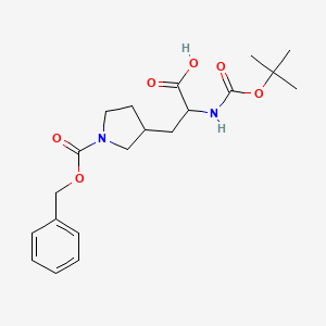 molecular formula C20H28N2O6 B14864147 3-(2-Tert-butoxycarbonylamino-2-carboxy-ethyl)-pyrrolidine-1-carboxylic acid benzyl ester 