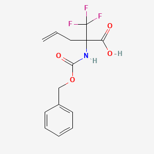 molecular formula C14H14F3NO4 B14864196 2-{[(Benzyloxy)carbonyl]amino}-2-(trifluoromethyl)pent-4-enoic acid 