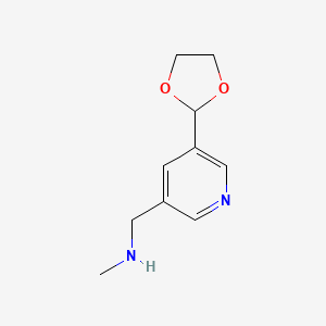 molecular formula C10H14N2O2 B14864448 N-([5-(1,3-Dioxolan-2-YL)pyridin-3-YL]methyl)-N-methylamine 