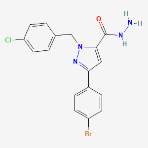 molecular formula C17H14BrClN4O B14864506 1-(4-Chlorobenzyl)-3-(4-bromophenyl)-1H-pyrazole-5-carbohydrazide 