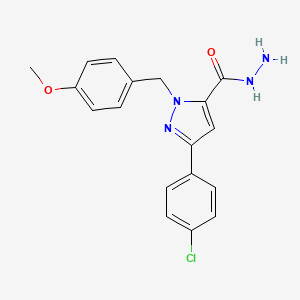 molecular formula C18H17ClN4O2 B14864605 1-(4-Methoxybenzyl)-3-(4-chlorophenyl)-1H-pyrazole-5-carbohydrazide 