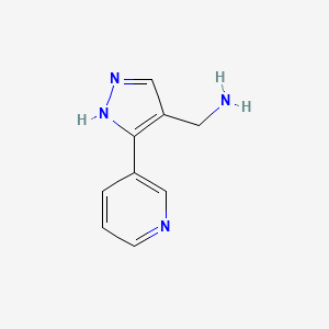 molecular formula C9H10N4 B1486461 (3-(pyridin-3-yl)-1H-pyrazol-4-yl)methanamine CAS No. 1158048-81-7