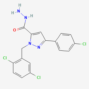 molecular formula C17H13Cl3N4O B14864693 1-(2,5-Dichlorobenzyl)-3-(4-chlorophenyl)-1H-pyrazole-5-carbohydrazide 