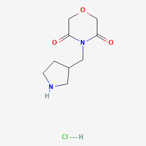 molecular formula C9H15ClN2O3 B14864780 4-(Pyrrolidin-3-ylmethyl)morpholine-3,5-dione hydrochloride 