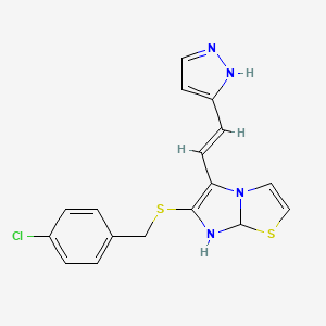 5-[(E)-2-(6-{[(4-chlorophenyl)methyl]sulfanyl}-7H,7aH-imidazo[2,1-b][1,3]thiazol-5-yl)ethenyl]-1H-pyrazole