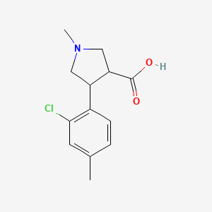 molecular formula C13H16ClNO2 B14865019 4-(2-Chloro-4-methylphenyl)-1-methylpyrrolidine-3-carboxylic acid 