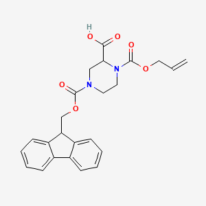 molecular formula C24H24N2O6 B14865072 4-(9H-fluoren-9-ylmethoxycarbonyl)-1-prop-2-enoxycarbonylpiperazine-2-carboxylic acid 