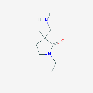 molecular formula C8H16N2O B14865122 3-(Aminomethyl)-1-ethyl-3-methylpyrrolidin-2-one 