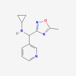 N-((5-methyl-1,2,4-oxadiazol-3-yl)(pyridin-3-yl)methyl)cyclopropanamine