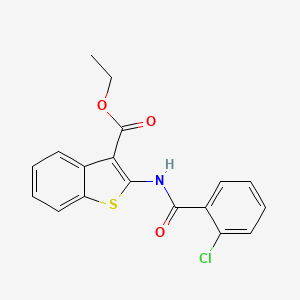 molecular formula C18H14ClNO3S B14865250 Ethyl 2-(2-chlorobenzamido)benzo[b]thiophene-3-carboxylate 