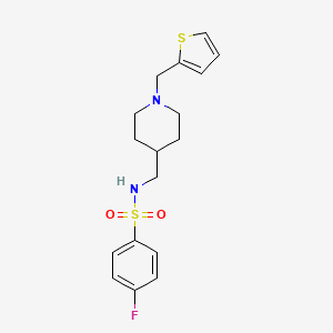 4-fluoro-N-{[1-(thiophen-2-ylmethyl)piperidin-4-yl]methyl}benzenesulfonamide