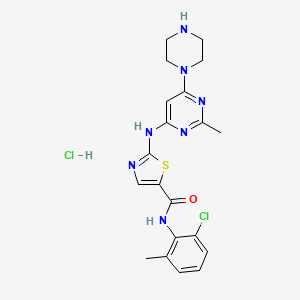 molecular formula C20H23Cl2N7OS B14865406 N-(2-chloro-6-methylphenyl)-2-[(2-methyl-6-piperazin-1-ylpyrimidin-4-yl)amino]-1,3-thiazole-5-carboxamide;hydrochloride 