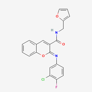 (2Z)-2-[(3-chloro-4-fluorophenyl)imino]-N-(furan-2-ylmethyl)-2H-chromene-3-carboxamide