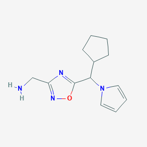 molecular formula C13H18N4O B14865525 (5-(cyclopentyl(1H-pyrrol-1-yl)methyl)-1,2,4-oxadiazol-3-yl)methanamine 