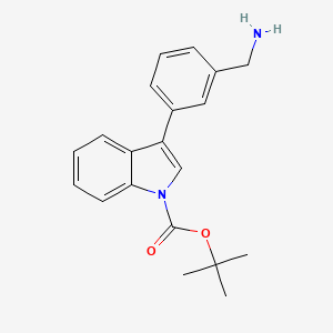 molecular formula C20H22N2O2 B14865582 3-(3-Aminomethyl-phenyl)-indole-1-carboxylic acid tert-butyl ester CAS No. 886370-86-1