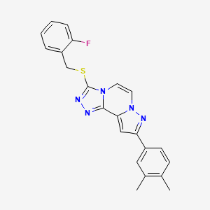 molecular formula C22H18FN5S B14865596 9-(3,4-Dimethylphenyl)-3-((2-fluorobenzyl)thio)pyrazolo[1,5-a][1,2,4]triazolo[3,4-c]pyrazine 