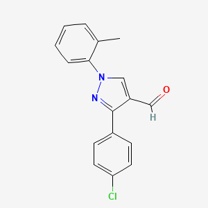 molecular formula C17H13ClN2O B14865716 3-(4-Chlorophenyl)-1-o-tolyl-1H-pyrazole-4-carbaldehyde 