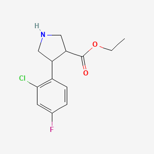 molecular formula C13H15ClFNO2 B14865720 Ethyl 4-(2-chloro-4-fluorophenyl)pyrrolidine-3-carboxylate 