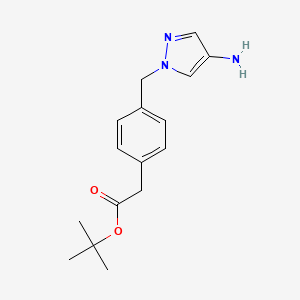 molecular formula C16H21N3O2 B14865820 tert-butyl 2-(4-((4-amino-1H-pyrazol-1-yl)methyl)phenyl)acetate 