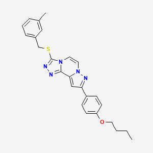 molecular formula C25H25N5OS B14865828 9-(4-Butoxyphenyl)-3-[(3-methylbenzyl)sulfanyl]pyrazolo[1,5-a][1,2,4]triazolo[3,4-c]pyrazine 