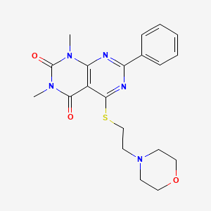 molecular formula C20H23N5O3S B14865851 1,3-dimethyl-5-((2-morpholinoethyl)thio)-7-phenylpyrimido[4,5-d]pyrimidine-2,4(1H,3H)-dione 