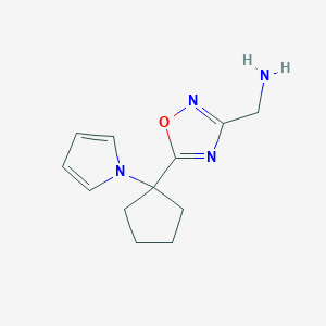 molecular formula C12H16N4O B14865947 (5-(1-(1H-pyrrol-1-yl)cyclopentyl)-1,2,4-oxadiazol-3-yl)methanamine 