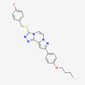 molecular formula C24H22FN5OS B14865955 9-(4-Butoxyphenyl)-3-[(4-fluorobenzyl)sulfanyl]pyrazolo[1,5-a][1,2,4]triazolo[3,4-c]pyrazine 