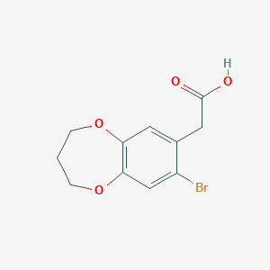 molecular formula C11H11BrO4 B14866113 2-(8-bromo-3,4-dihydro-2H-benzo[b][1,4]dioxepin-7-yl)acetic acid 