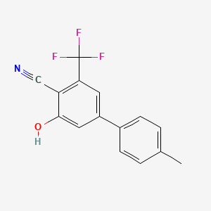 molecular formula C15H10F3NO B14866123 4'-Methyl-3-hydroxy-5-(trifluoromethyl)-1,1-biphenyl-4-carbonitrile 