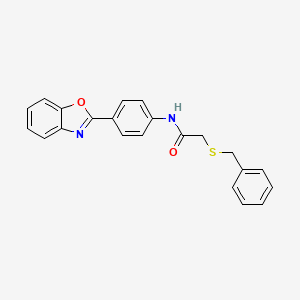 molecular formula C22H18N2O2S B14866164 N-(4-(benzo[d]oxazol-2-yl)phenyl)-2-(benzylthio)acetamide 