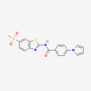 molecular formula C19H15N3O3S2 B14866318 N-(6-(methylsulfonyl)benzo[d]thiazol-2-yl)-4-(1H-pyrrol-1-yl)benzamide 