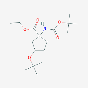 molecular formula C17H31NO5 B14866480 3-Tert-butoxy-1-tert-butoxycarbonylamino-cyclopentanecarboxylic acid ethyl ester 