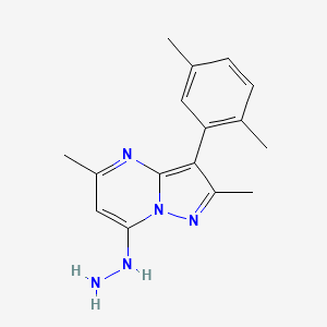 molecular formula C16H19N5 B1486649 3-(2,5-二甲苯基)-7-肼基-2,5-二甲基吡唑并[1,5-a]嘧啶 CAS No. 1204298-40-7