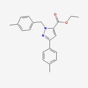 molecular formula C21H22N2O2 B14866506 Ethyl 1-(4-methylbenzyl)-3-p-tolyl-1H-pyrazole-5-carboxylate 