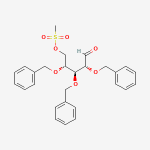 molecular formula C27H30O7S B14866619 [(2R,3S,4R)-5-oxo-2,3,4-tris(phenylmethoxy)pentyl] methanesulfonate 