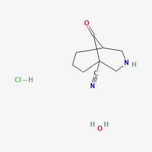 molecular formula C9H15ClN2O2 B14866628 9-Oxo-3-azabicyclo[3.3.1]nonane-1-carbonitrile Hydrate HCl 