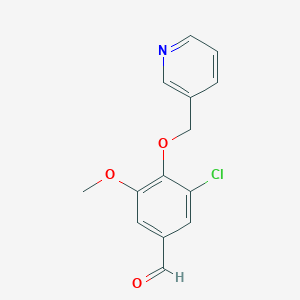 molecular formula C14H12ClNO3 B14866672 3-Chloro-5-methoxy-4-(pyridin-3-ylmethoxy)benzaldehyde 