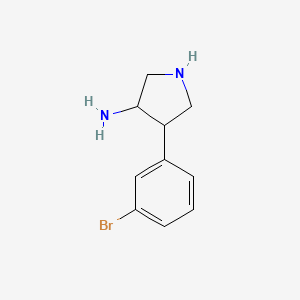 molecular formula C10H13BrN2 B14866729 4-(3-Bromophenyl)pyrrolidin-3-amine 