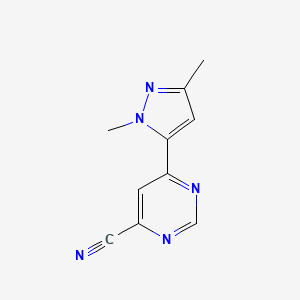 molecular formula C10H9N5 B14866732 6-(1,3-dimethyl-1H-pyrazol-5-yl)pyrimidine-4-carbonitrile 