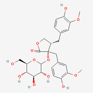 molecular formula C26H32O12 B14866785 (3S,4S)-3,4-bis[(4-hydroxy-3-methoxyphenyl)methyl]-3-[(3R,4S,5S,6R)-3,4,5-trihydroxy-6-(hydroxymethyl)oxan-2-yl]oxyoxolan-2-one 