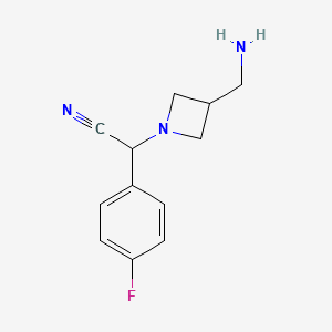 molecular formula C12H14FN3 B14866803 2-(3-(Aminomethyl)azetidin-1-yl)-2-(4-fluorophenyl)acetonitrile 