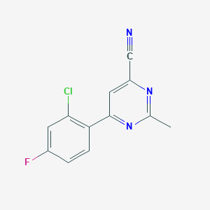 molecular formula C12H7ClFN3 B14866819 6-(2-Chloro-4-fluorophenyl)-2-methylpyrimidine-4-carbonitrile 