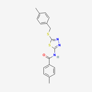 molecular formula C18H17N3OS2 B14866835 4-methyl-N-(5-((4-methylbenzyl)thio)-1,3,4-thiadiazol-2-yl)benzamide 