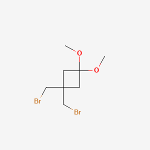 molecular formula C8H14Br2O2 B14866839 1,1-Bis(bromomethyl)-3,3-dimethoxycyclobutane 