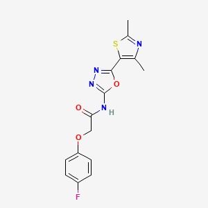 molecular formula C15H13FN4O3S B14866879 N-(5-(2,4-dimethylthiazol-5-yl)-1,3,4-oxadiazol-2-yl)-2-(4-fluorophenoxy)acetamide 