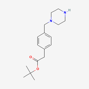 molecular formula C17H26N2O2 B14867001 Tert-butyl 2-(4-(piperazin-1-ylmethyl)phenyl)acetate 