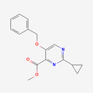 molecular formula C16H16N2O3 B14867007 Methyl 5-(benzyloxy)-2-cyclopropylpyrimidine-4-carboxylate 