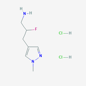 molecular formula C7H14Cl2FN3 B14867024 2-fluoro-3-(1-methyl-1H-pyrazol-4-yl)propan-1-amine dihydrochloride 