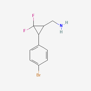 molecular formula C10H10BrF2N B14867122 (3-(4-Bromophenyl)-2,2-difluorocyclopropyl)methanamine 