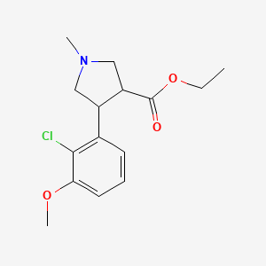 molecular formula C15H20ClNO3 B14867153 Ethyl 4-(2-chloro-3-methoxyphenyl)-1-methylpyrrolidine-3-carboxylate 